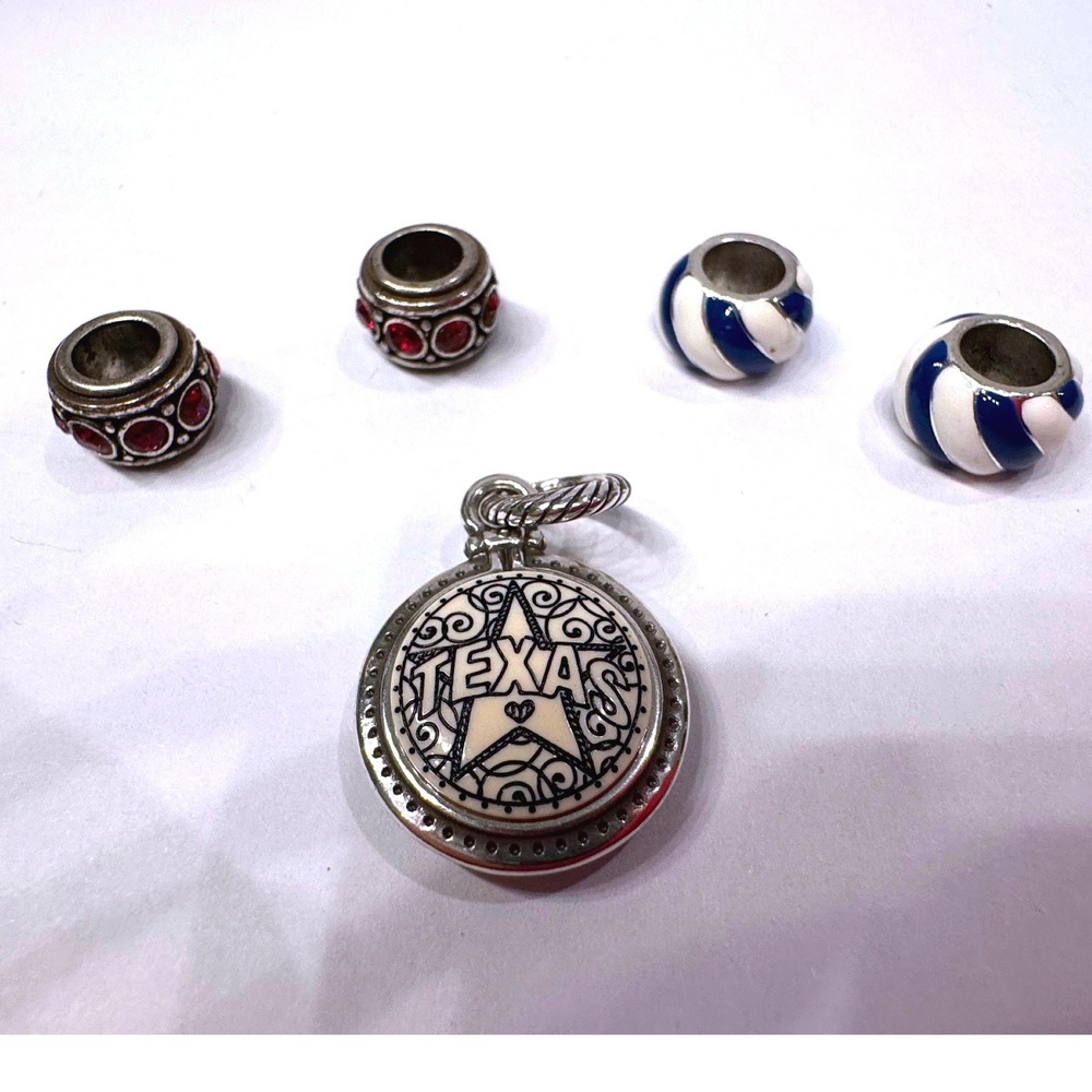 Brighton Texas Charm Locket Western Boot Star Red‎ Blue Bead Spacer Lot